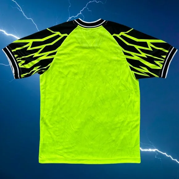 NIKE SPORTSWEAR MENS V NECK JERSEY SHIRT SIZE SMALL NEON VOLT BLACK WHITE NEW - Picture 2 of 6